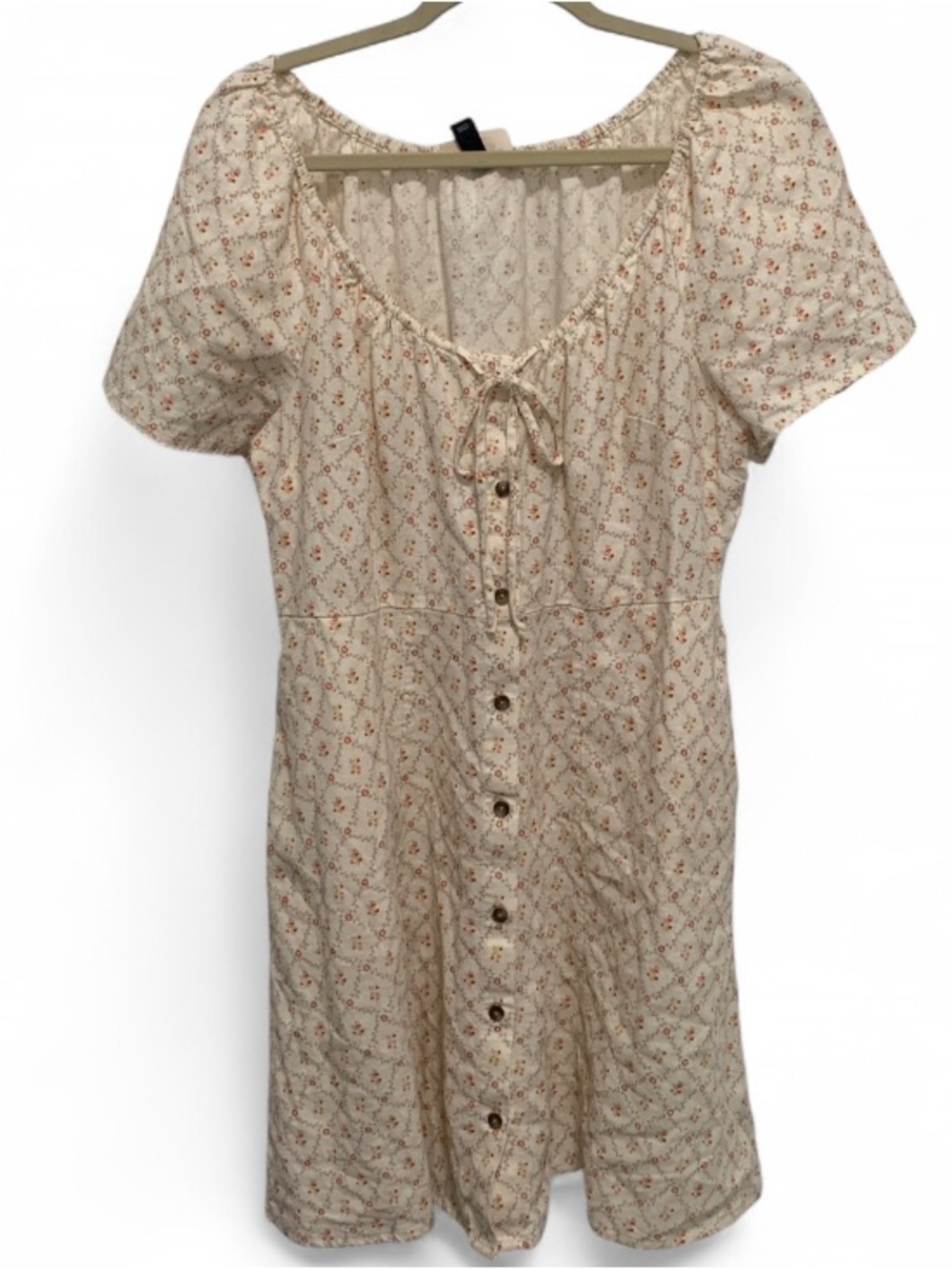 Universal Thread Cream Floral Button-Front Boho Mini Dress
